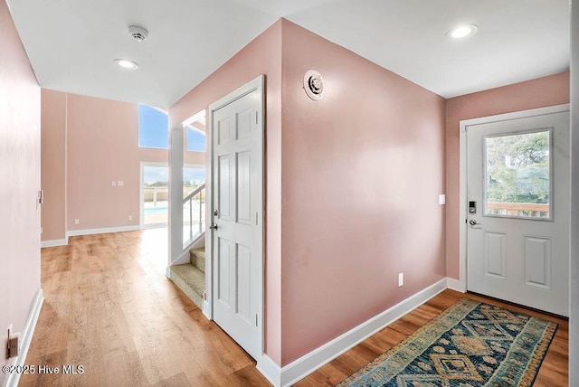 entrance foyer with light wood-type flooring