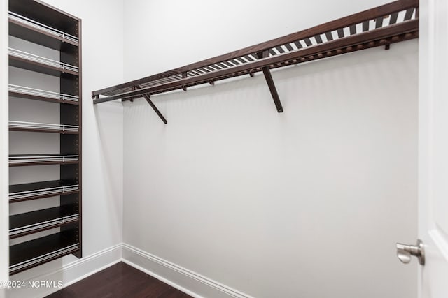 walk in closet with hardwood / wood-style flooring