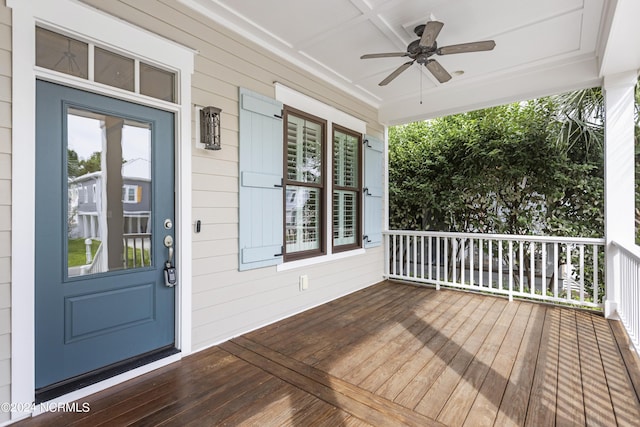 1230 Pinfish Ln, Carolina Beach, NC 28428 - porch featuring a ceiling fan