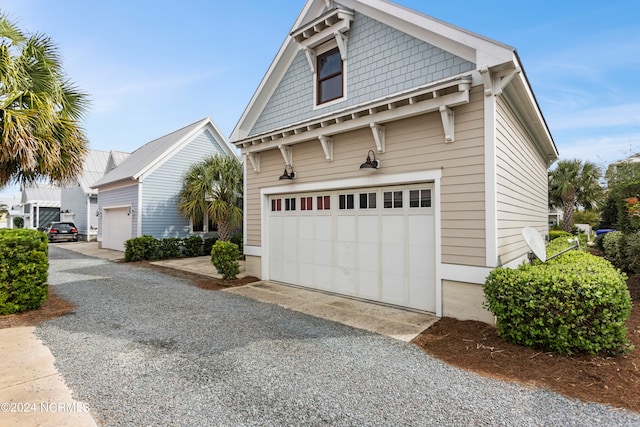 exterior space with a garage