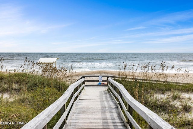 view of water feature featuring a beach view