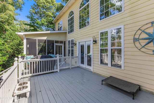 deck featuring a sunroom