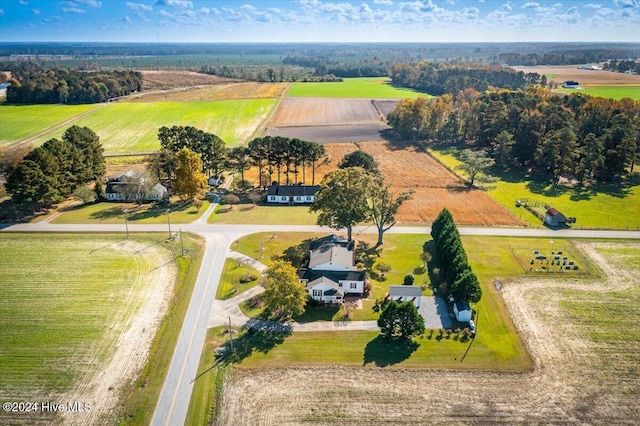 birds eye view of property with a rural view