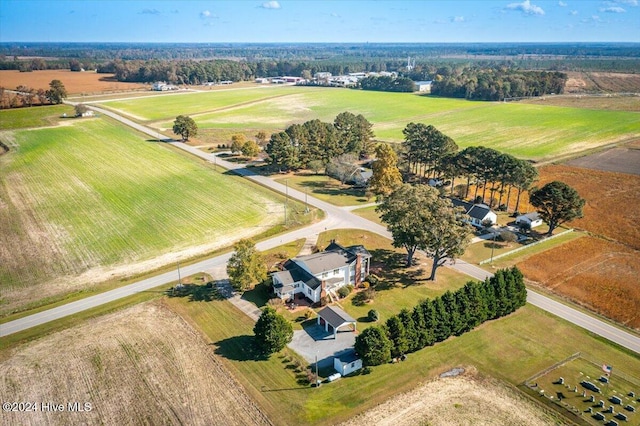 birds eye view of property with a rural view