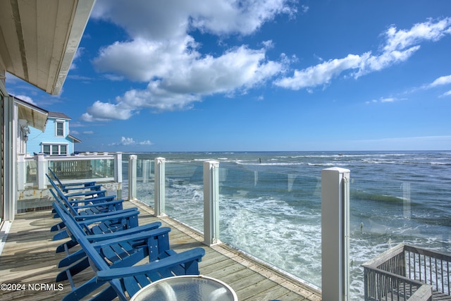 balcony with a water view