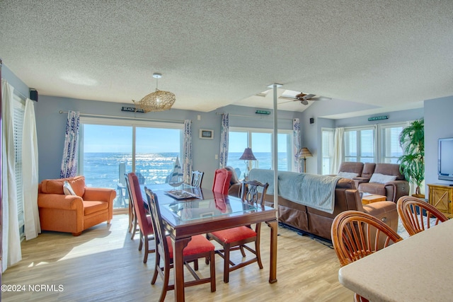 dining area featuring light hardwood / wood-style flooring, a wealth of natural light, and ceiling fan