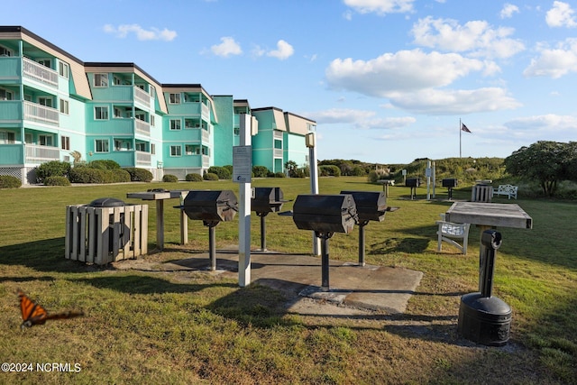 view of community featuring a lawn