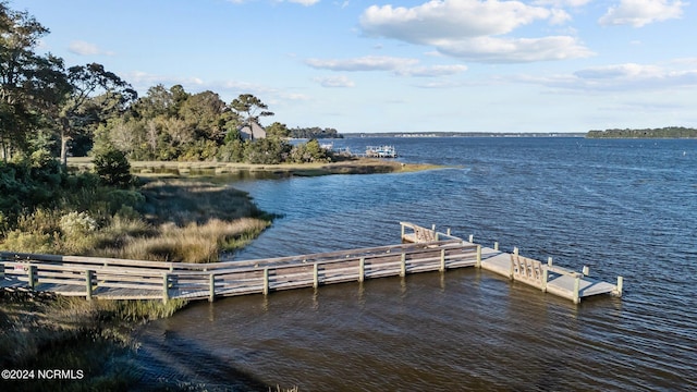 view of dock featuring a water view