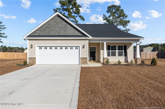 craftsman inspired home featuring a garage