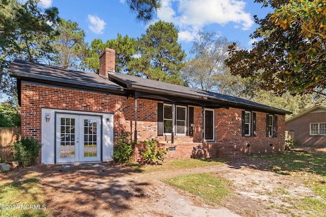 view of front of home featuring french doors