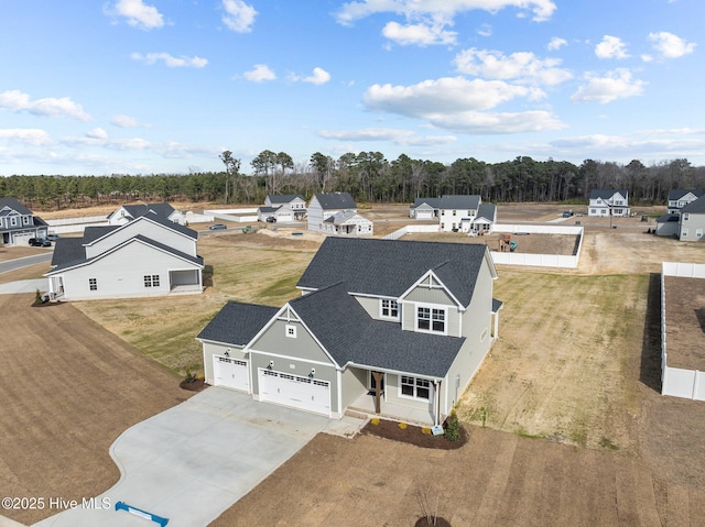 birds eye view of property with a residential view