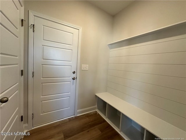 mudroom with dark hardwood / wood-style floors