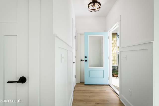 doorway featuring light hardwood / wood-style floors and a wealth of natural light