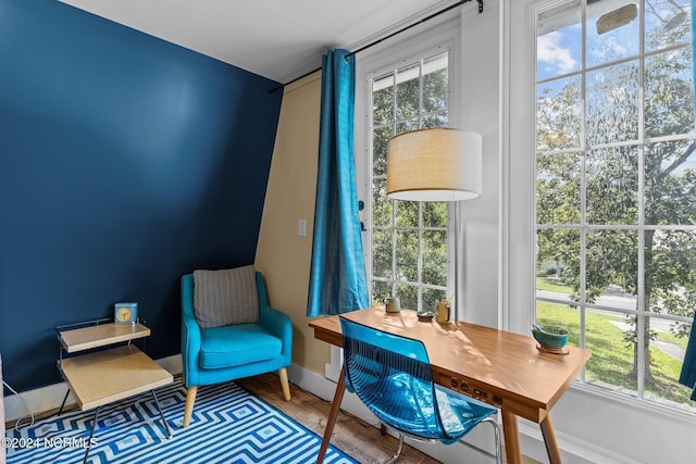 sitting room with baseboards and plenty of natural light