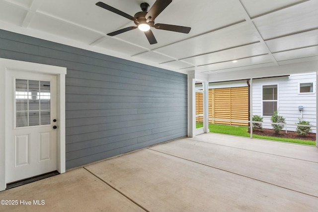 view of patio / terrace featuring ceiling fan