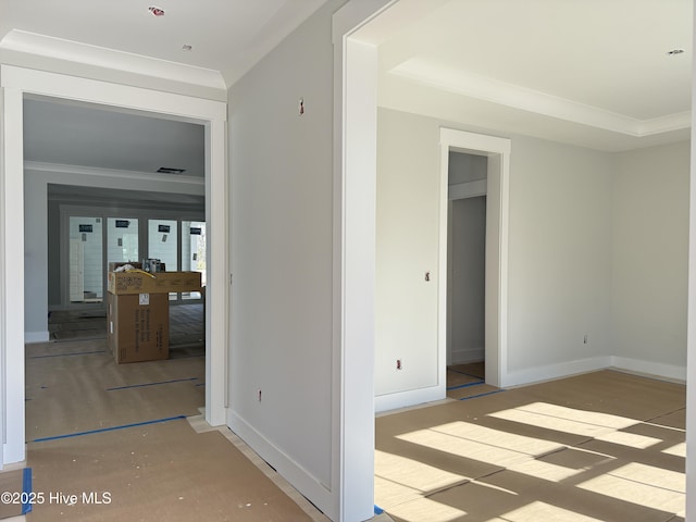 unfurnished bedroom with crown molding