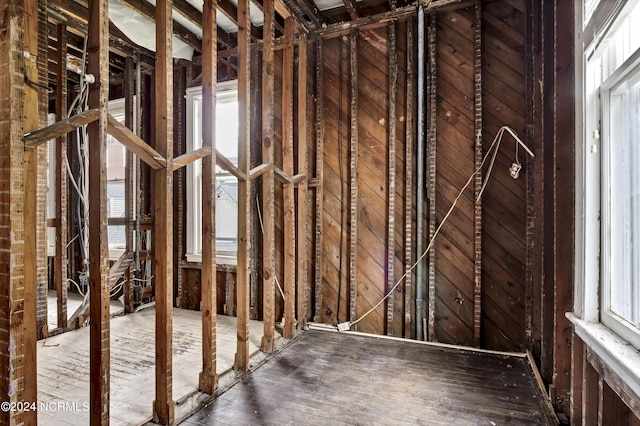 misc room with wooden walls