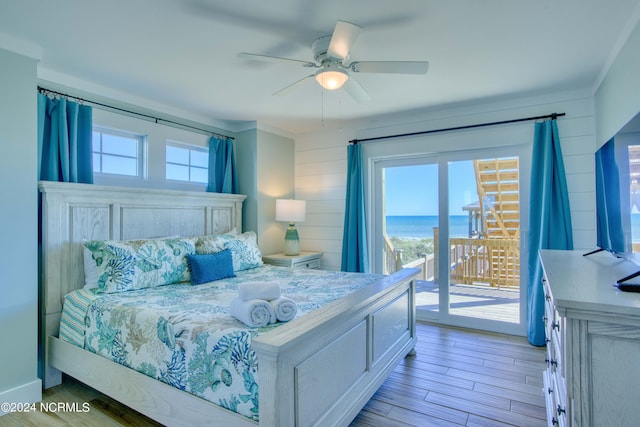 1016 New River Inlet Rd, North Topsail Beach, NC 28460 - bedroom featuring light wood-style floors, access to outside, and ceiling fan