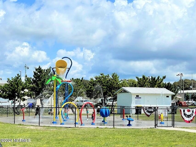 view of playground featuring a yard