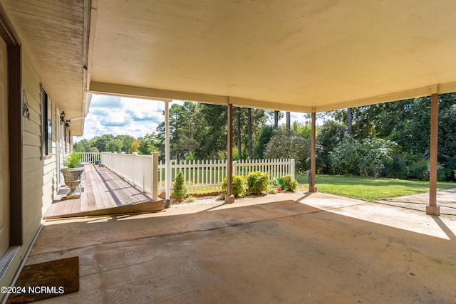 view of patio featuring a wooden deck