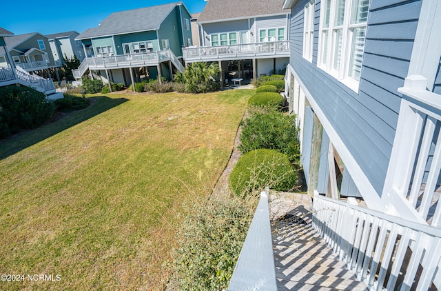 view of yard featuring a deck