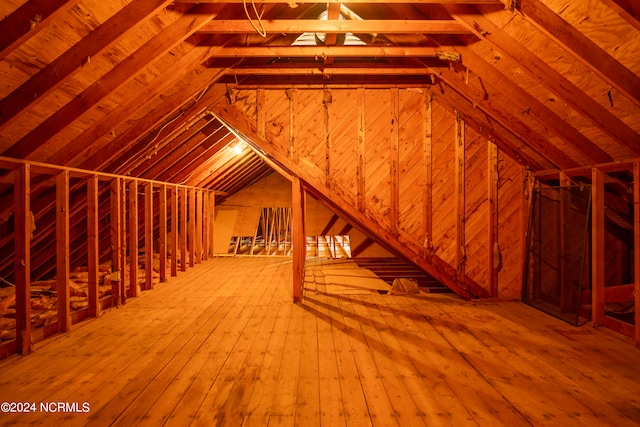 view of unfinished attic