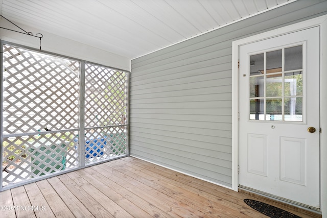 view of unfurnished sunroom