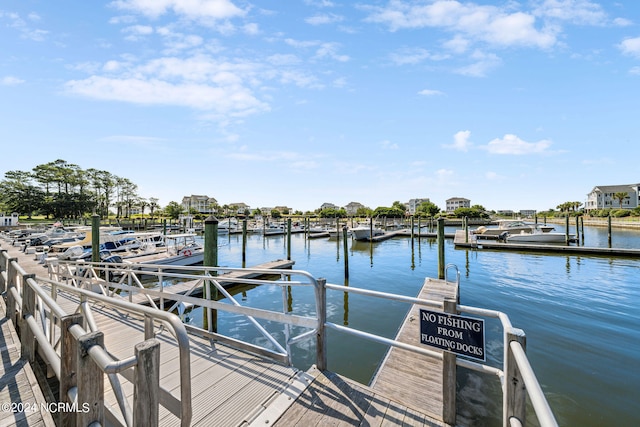 view of dock featuring a water view