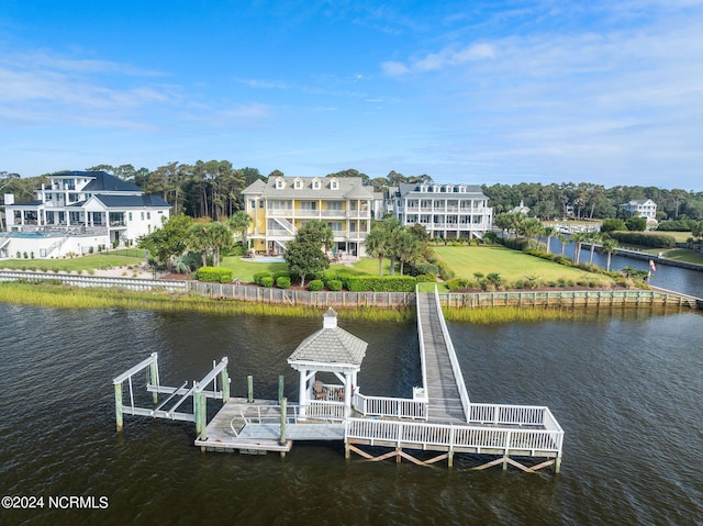 dock area featuring a water view