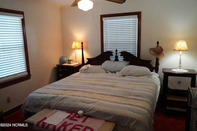 bedroom featuring ceiling fan