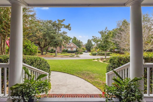 view of yard featuring a porch