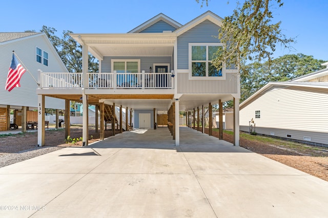 coastal home featuring a carport