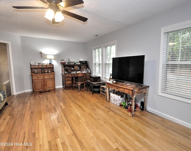 4746 Rail Ct SW, Shallotte, NC 28470 - living room featuring hardwood / wood-style flooring and a ceiling fan