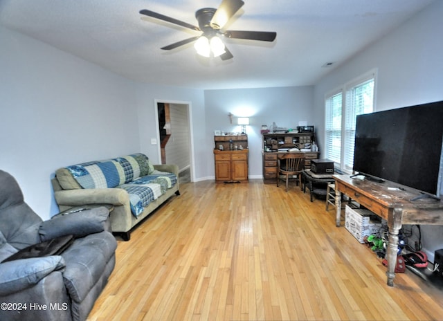 4746 Rail Ct SW, Shallotte, NC 28470 - living room with ceiling fan and light wood finished floors