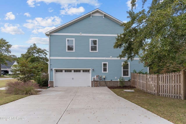 exterior space featuring a garage