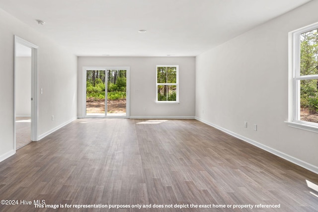 empty room with plenty of natural light and wood-type flooring