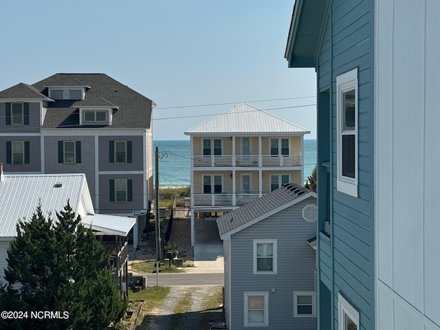 exterior space featuring a water view