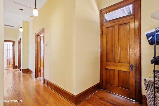 foyer entrance with wood-type flooring