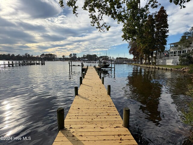 view of dock featuring a water view