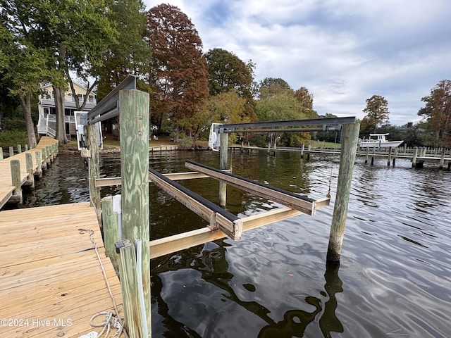 dock area featuring a water view