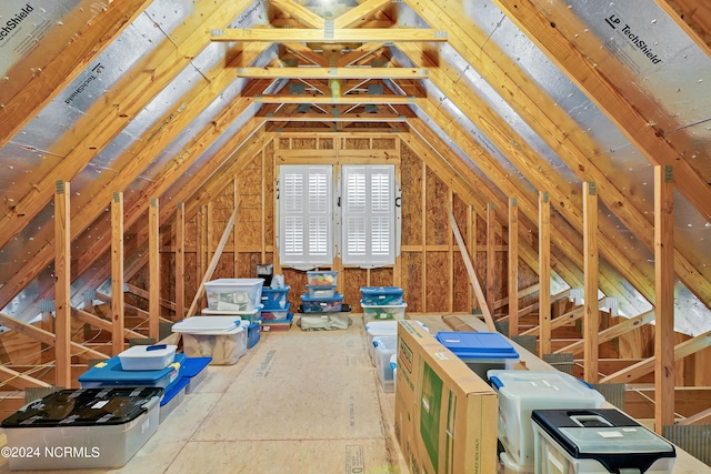 view of unfinished attic