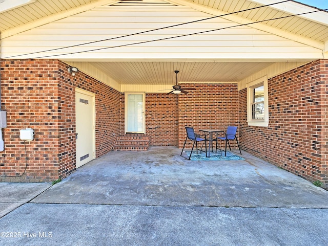 view of patio with a ceiling fan