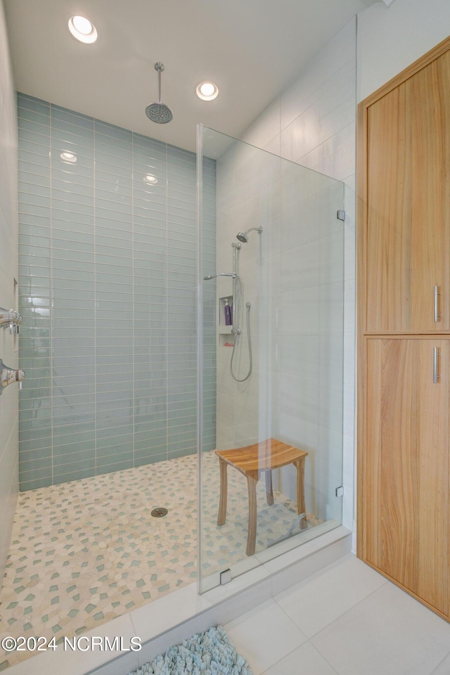 7 S Waterfront Pl, Hampstead, NC 28443 - full bath featuring recessed lighting, tile patterned floors, and a shower stall