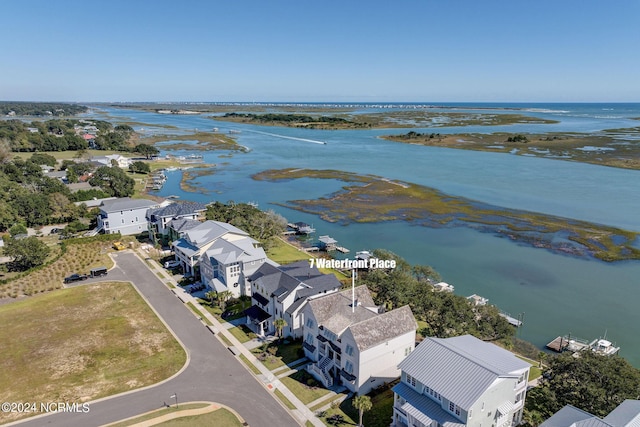 7 S Waterfront Pl, Hampstead, NC 28443 - bird's eye view featuring a water view and a residential view