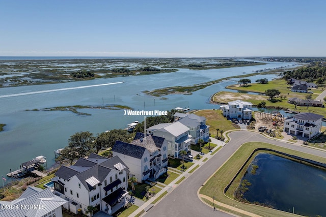 7 S Waterfront Pl, Hampstead, NC 28443 - aerial view featuring a water view and a residential view