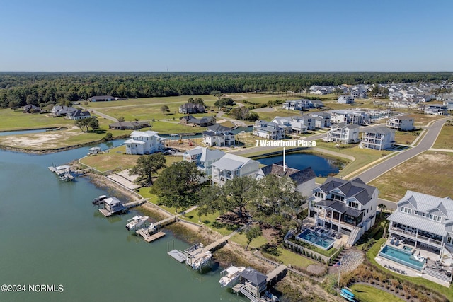7 S Waterfront Pl, Hampstead, NC 28443 - birds eye view of property with a water view