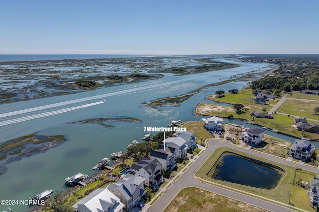 7 S Waterfront Pl, Hampstead, NC 28443 - drone / aerial view with a water view and a residential view