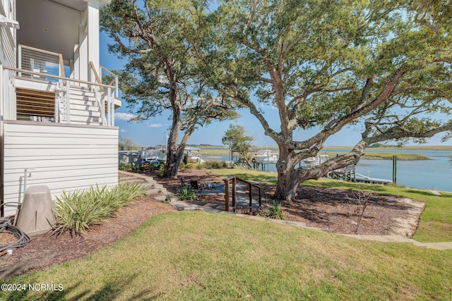 7 S Waterfront Pl, Hampstead, NC 28443 - view of yard with a water view and stairs