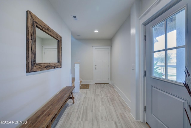 7 S Waterfront Pl, Hampstead, NC 28443 - entryway featuring recessed lighting, baseboards, visible vents, and light wood-style floors