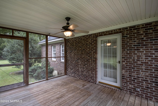 7724 US Highway 264a, Bailey, NC 27807 - unfurnished sunroom featuring a ceiling fan